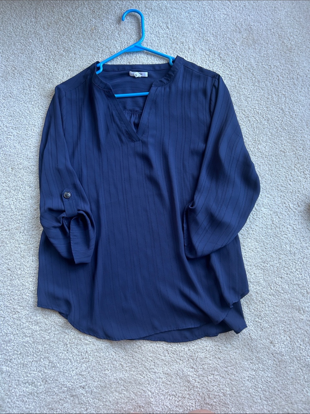 Maurices Navy Textured Split-Neck Blouse